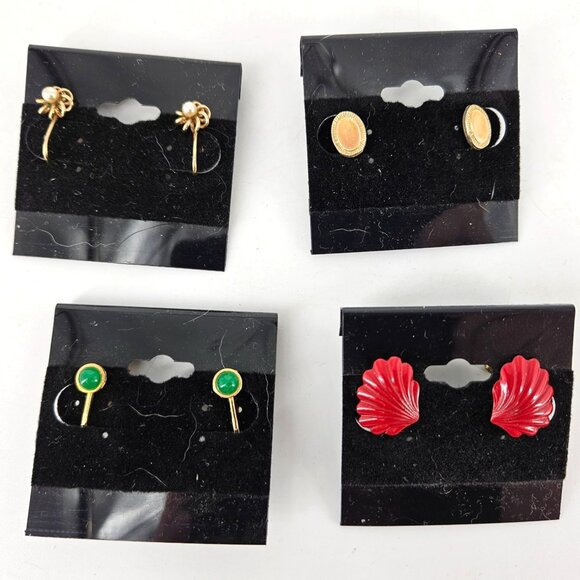 Vintage Fashion Earrings Clip Ons Set Lot 4 Demure Classy Small Costume Jewelry - Picture 1 of 9